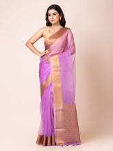 KAVVYA SOOTHING LAVENDER SOFT AND LIGHT WEIGHT BOLLYWOOD STYLE BENARASI ORGANZA WEAVING SILK SAREE - KAVVYA
